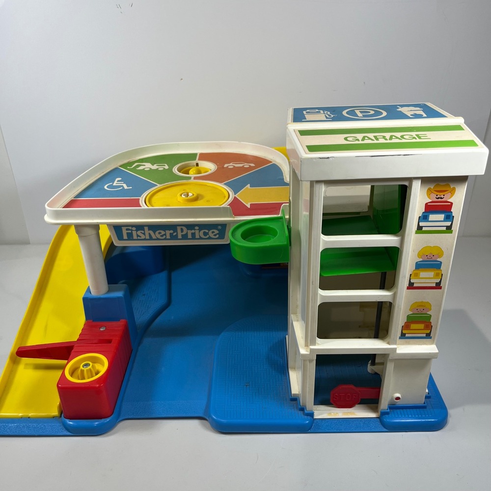 Vintage Fisher Price Parking Ramp Service Center Garage Kids Play Set Retro